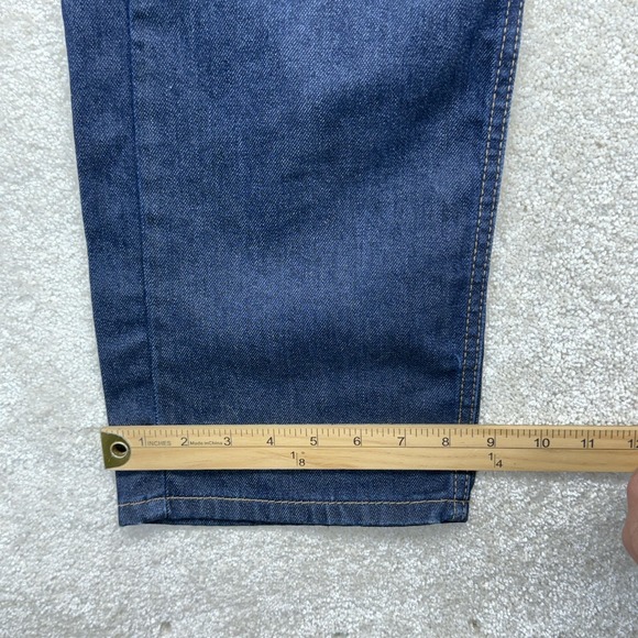 Levis 505 Jeans Mens 34x32 Blue Dark Wash Denim Straight Leg Regular Fit Stretch - Picture 11 of 14